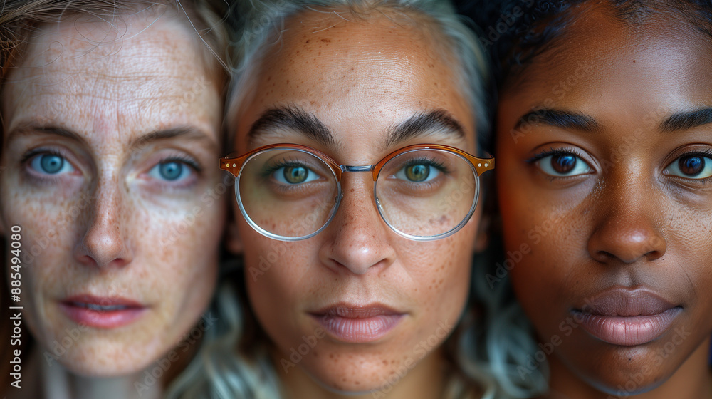 a group of3 diverse ladies with color, age, races, background, and style. As concept for diversity and acceptance a group of3 diverse ladies with color, age, races, background, and style. As concept for diversity and acceptance