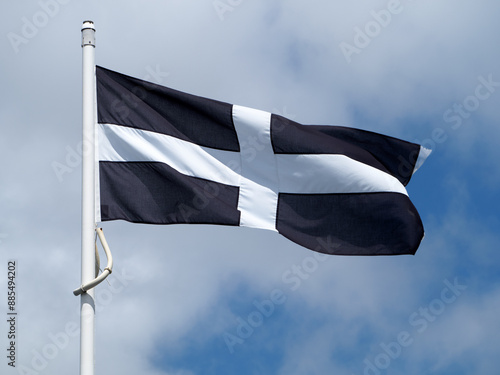 The Cornish black and white cross flag of St Piran