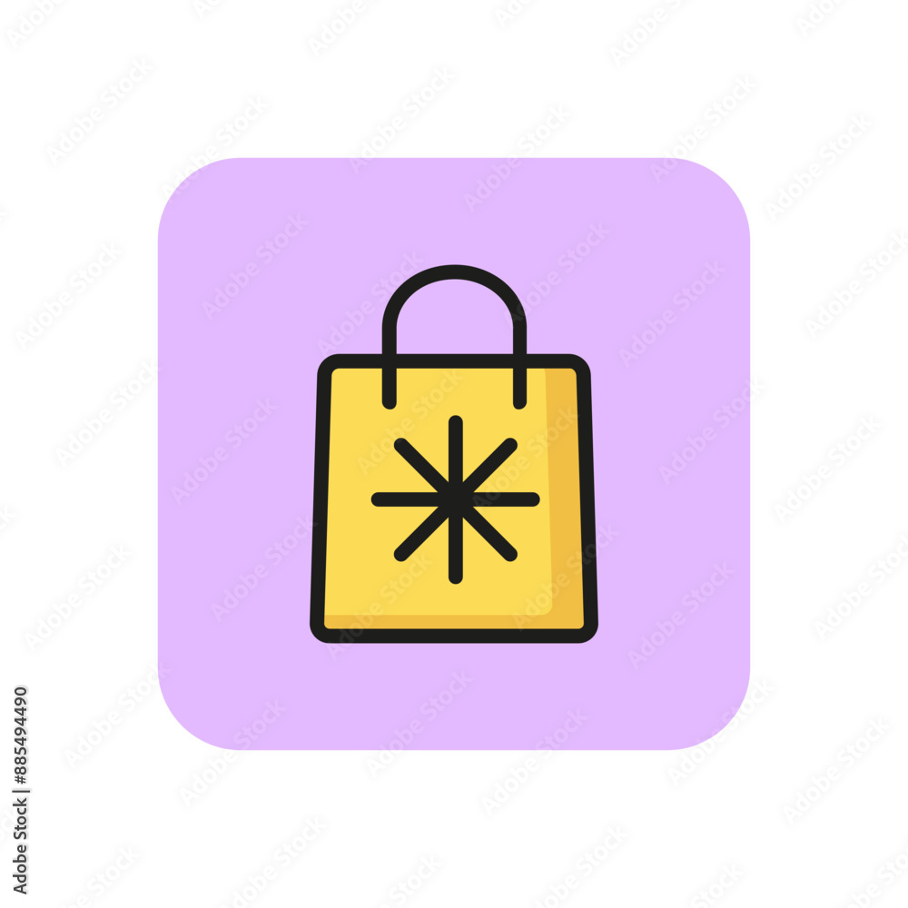 Paperbag with snowflake line icon. Package, gift, boutique. Sale
concept. Vector illustration can be used for topics like mall, shopping, trade Paperbag with snowflake line icon. Package, gift, boutique. Sale
concept. Vector illustration can be used for topics like mall, shopping, trade