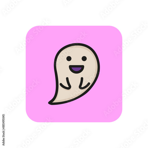 Positive ghost line icon. Joy, playful, kind. Halloween concept. Vector illustration can be used for topics like expressions, creature, cartoon