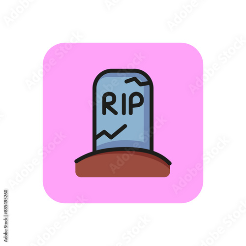RIP inscription on tombstone line icon. Monument, death, scary. Halloween concept. Vector illustration can be used for topics like horror, cemetery, funerary