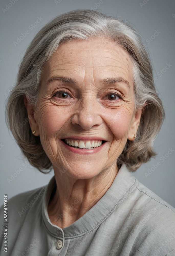 Portrait view of a regular happy smiling Georgia old woman, ultra realistic, candid, social media, avatar image, plain solid background Portrait view of a regular happy smiling Georgia old woman, ultra realistic, candid, social media, avatar image, plain solid background