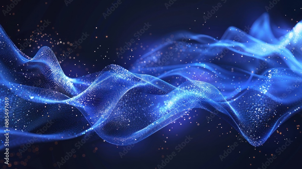 Abstract Blue Wave with Glowing Particles Abstract Blue Wave with Glowing Particles