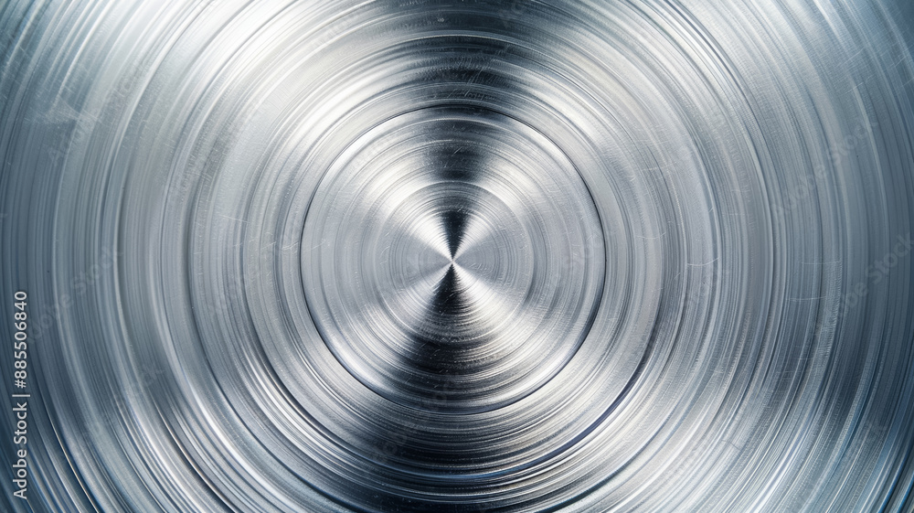Fototapeta premium Metal background with a brushed circular pattern polished and shiny finish silver and light gray tones 