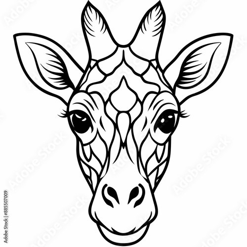 Line art of giraffe head 