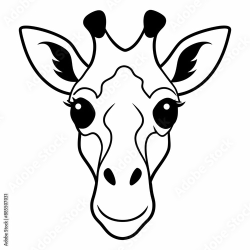 Line art of giraffe head 