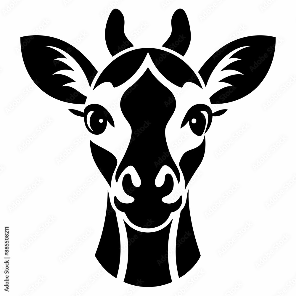 Giraffe head Silhouette vector illustration on white background Giraffe head Silhouette vector illustration on white background