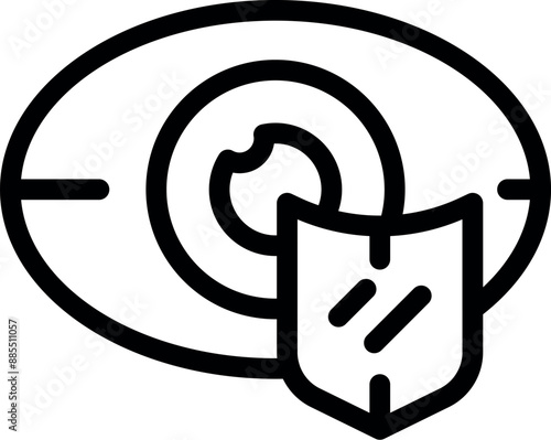 Eye with protective shield, a concept for vision insurance, laser eye surgery, or eye care