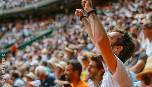 Fans Watching a Match in the Stands at Roland Garros during the Paris 2024 Olympics