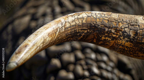 Close-up of an ivory elephant tusk. © KotBaton