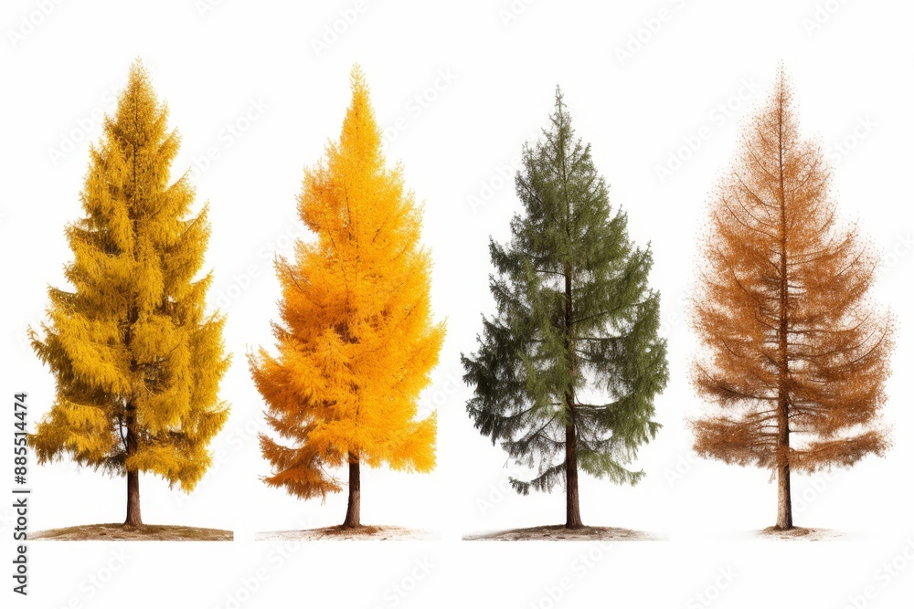 Mixed Evergreen and Deciduous Trees in Autumn Colors isolated white. Mixed Evergreen and Deciduous Trees in Autumn Colors isolated white.