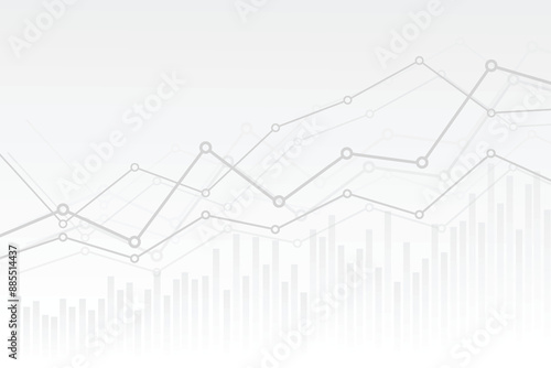 abstract financial chart with uptrend line graph and numbers in stock market on gradient white color background