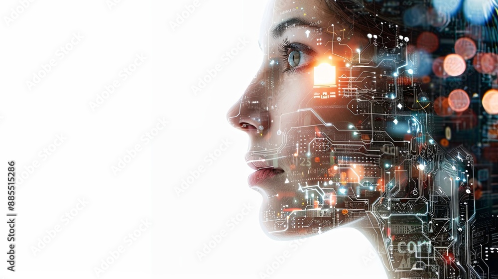 Portrait of a AI woman with white background Portrait of a AI woman with white background