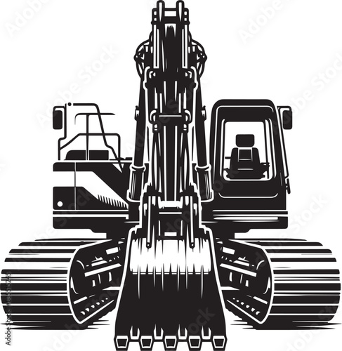 Construction excavator silhouette vector illustration isolated on a white background