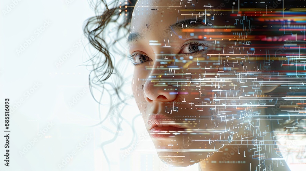 Portrait of a AI woman with white background Portrait of a AI woman with white background