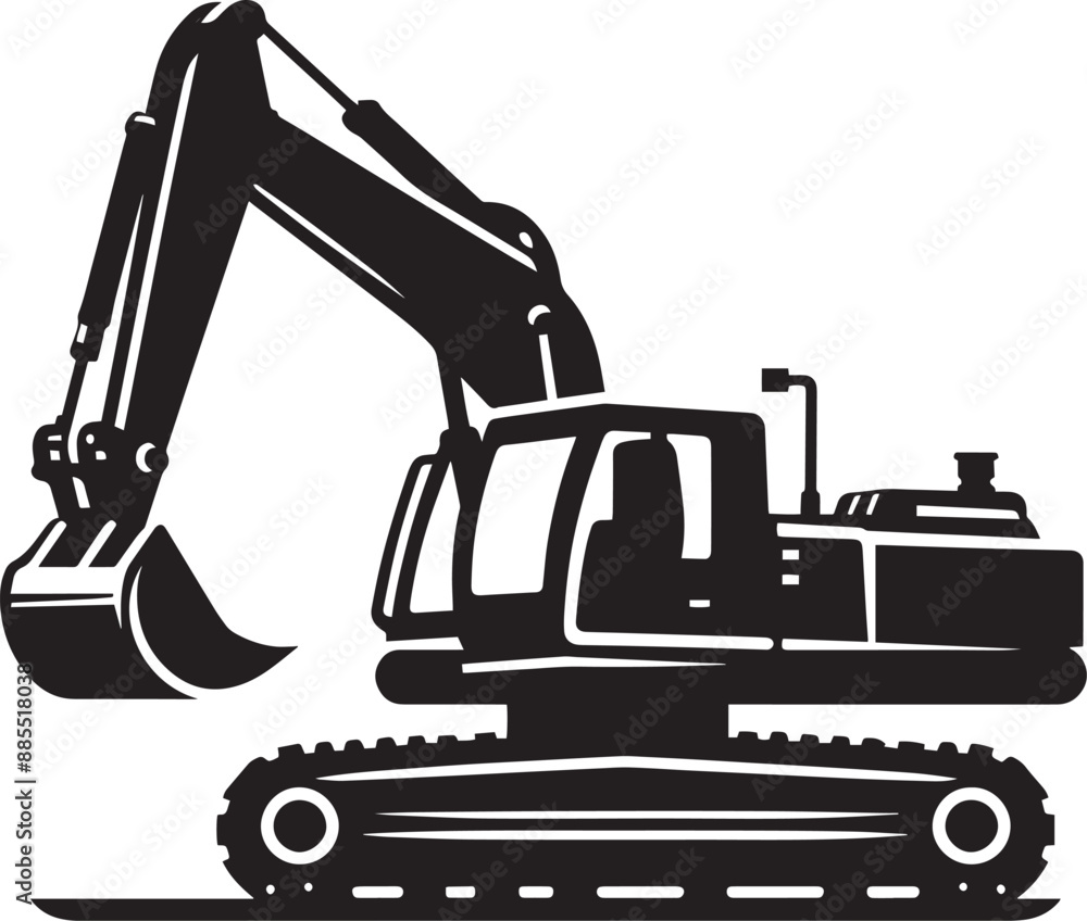 Construction excavator silhouette vector illustration isolated on a white background Construction excavator silhouette vector illustration isolated on a white background