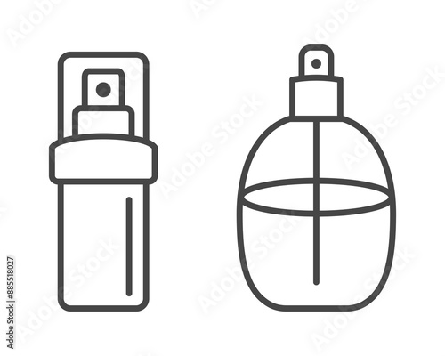 Collection vector icons of beauty, cosmetics and care. Bottle, jar, shower gel, face cream, body lotion, spray, ointment, paste.