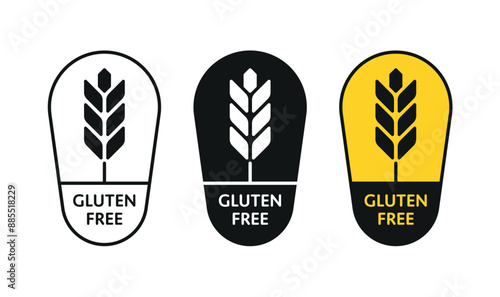 Gluten free in geometric shape. gluten free sticker on white background. gluten free set