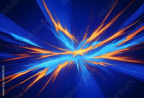 Opace rough monochrome uniform velvet Blue with white swirls lines and decorations, holo blue and orange electric zaps lines,  background screen texture