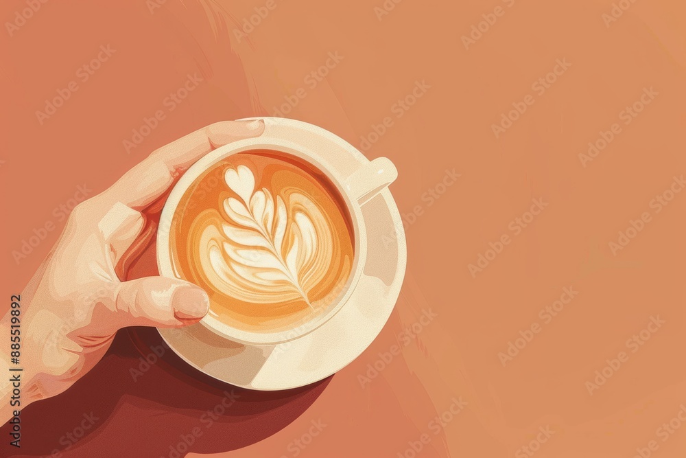 Beautiful latte art in girlish style, featuring various coffee drinks with milk... Beautiful latte art in girlish style, featuring various coffee drinks with milk...
