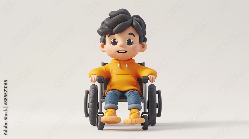 Smiling cartoon boy in wheelchair, isolated on white. Smiling cartoon boy in wheelchair, isolated on white.