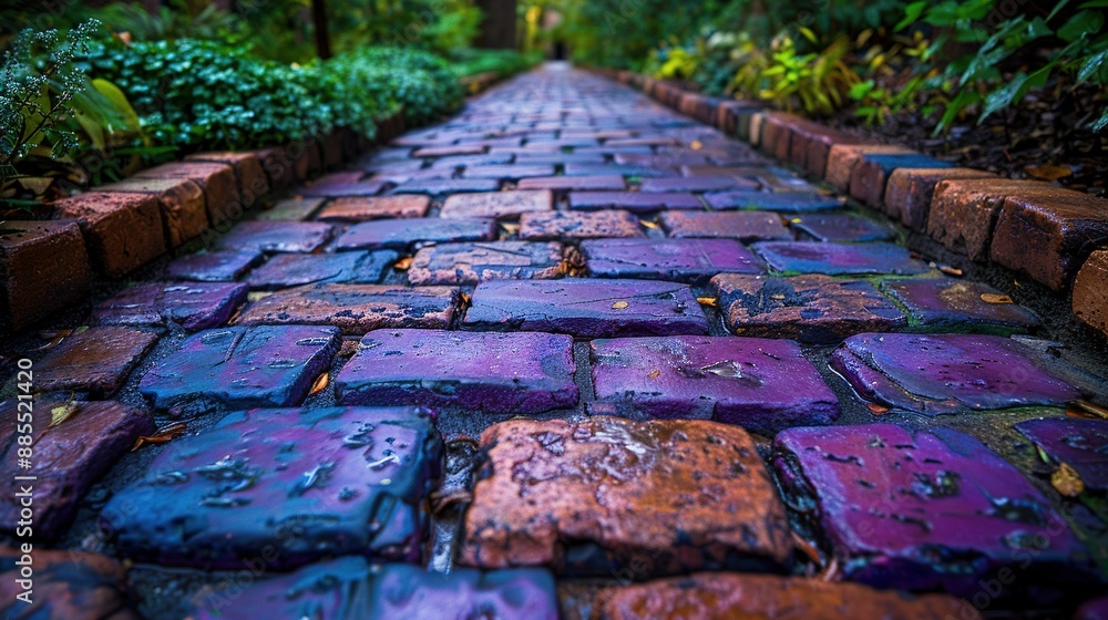 Cobblestone path amidst lush greenery Cobblestone path amidst lush greenery