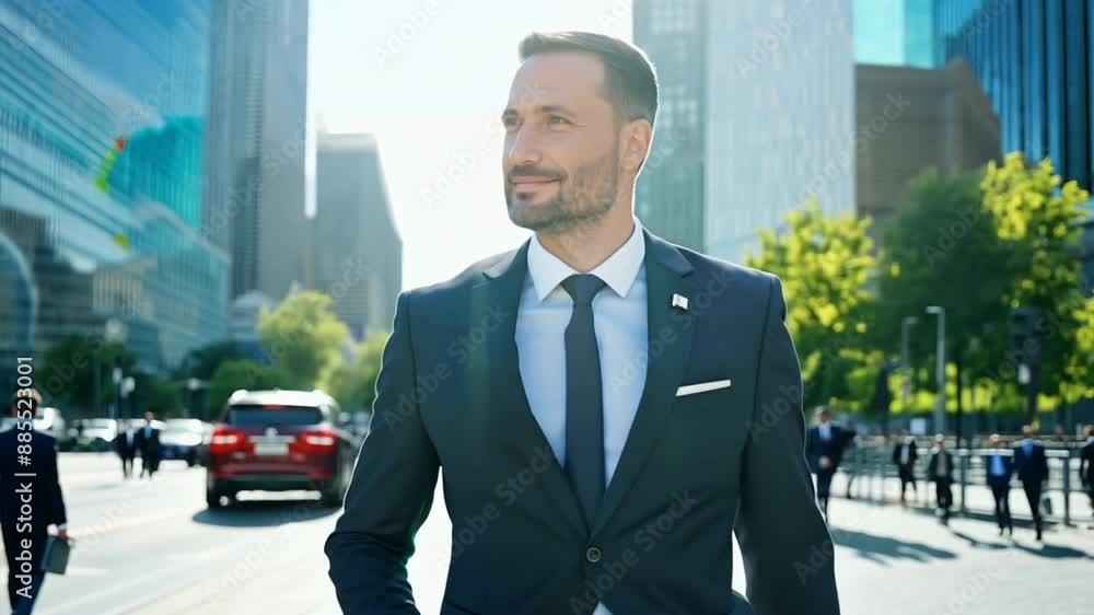 Successful Businessman Walking in the City Successful Businessman Walking in the City