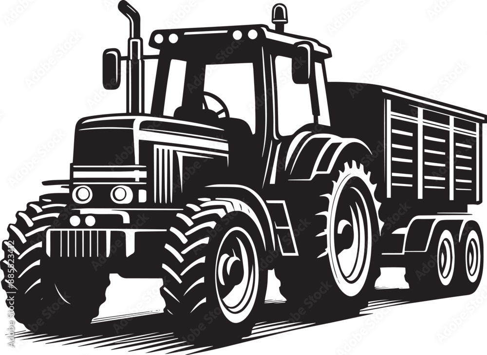 Naklejka premium Tractor silhouette vector illustration isolated on a white background