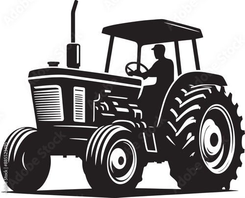 Tractor silhouette vector illustration isolated on a white background