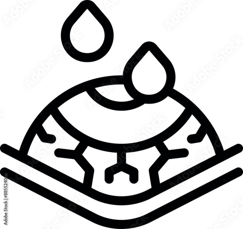 Line art icon of an eye receiving hydrating eye drops for dryness relief and treatment