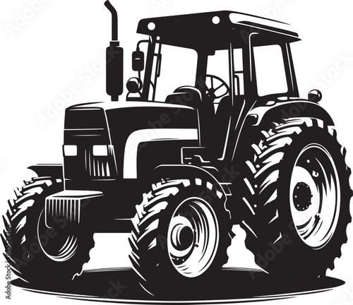 Tractor silhouette vector illustration isolated on a white background