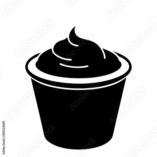 Yogurt container with yogurt silhouette vector illustration 