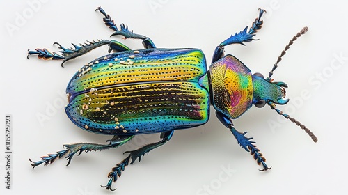 Top view of a multicolored beetle showcasing vibrant patterns