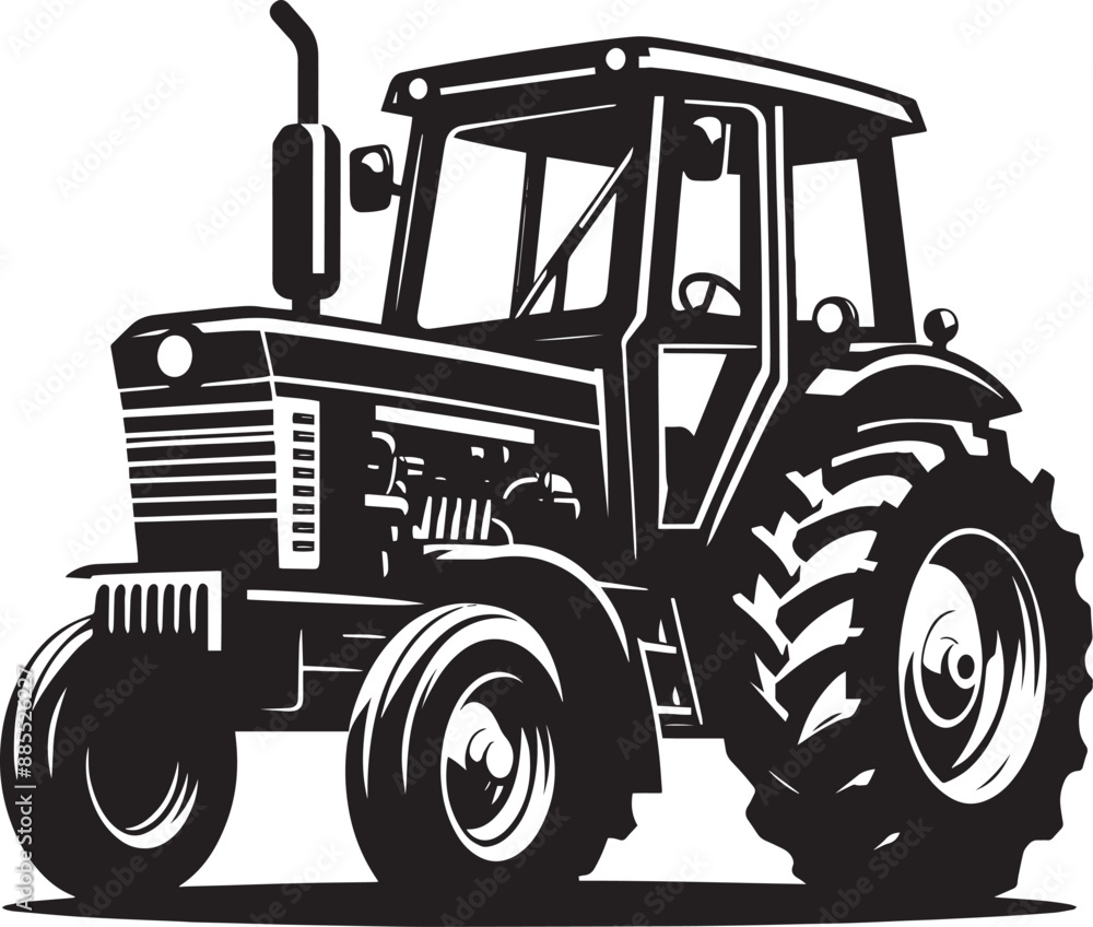 Obraz premium Tractor silhouette vector illustration isolated on a white background