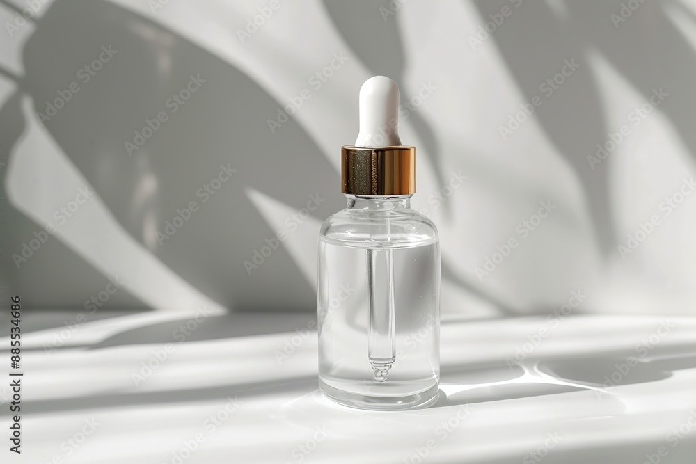 Natural oil cosmetics. Dropper glass Bottle Mock-Up. Oily cosmetic pipette. Face and body treatment. Spa concept. Mineral organic liquid. Front view. Beauty products. Blank packaging gel, white table Natural oil cosmetics. Dropper glass Bottle Mock-Up. Oily cosmetic pipette. Face and body treatment. Spa concept. Mineral organic liquid. Front view. Beauty products. Blank packaging gel, white table