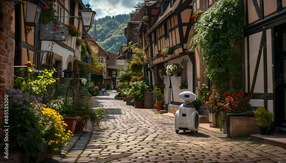 Fototapeta premium Intelligent robots are cleaning the streets