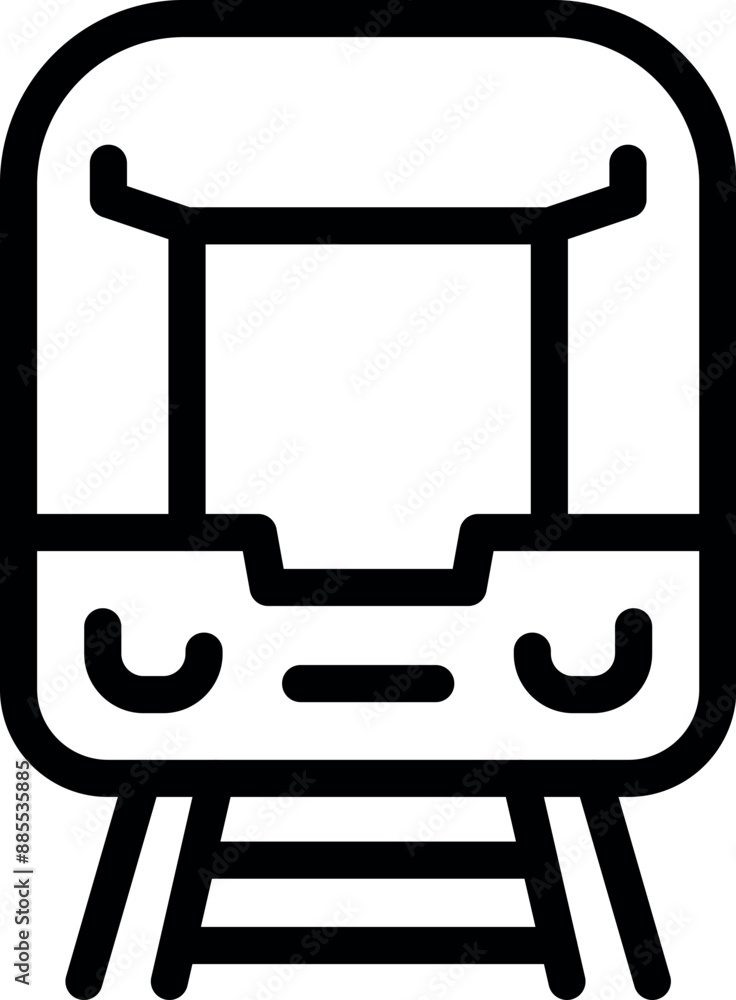 Simple line drawing of a train arriving at a station platform Simple line drawing of a train arriving at a station platform