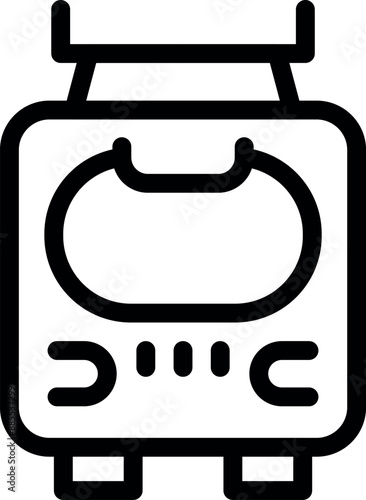 Simple line art icon of a train arriving at the station, for apps or websites