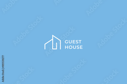 Modern Guest House Logo Concept Property Development Business Brand Identity  Icon Sign Symbol Template 
