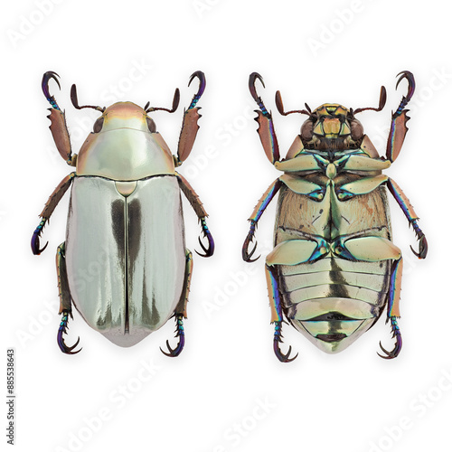 Silver jewel scarab beetle. (Chrysina chrysargyrea)