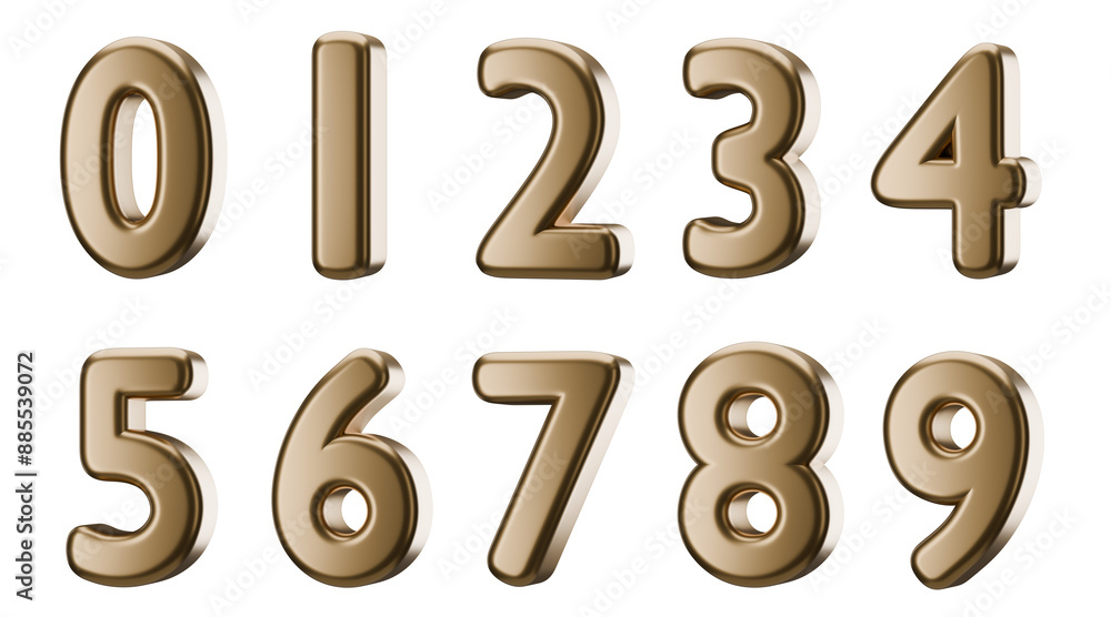 Set of 3d bronze numbers with transparent background, 3d render, PNG, 0 to 9, bronze, metallic Set of 3d bronze numbers with transparent background, 3d render, PNG, 0 to 9, bronze, metallic