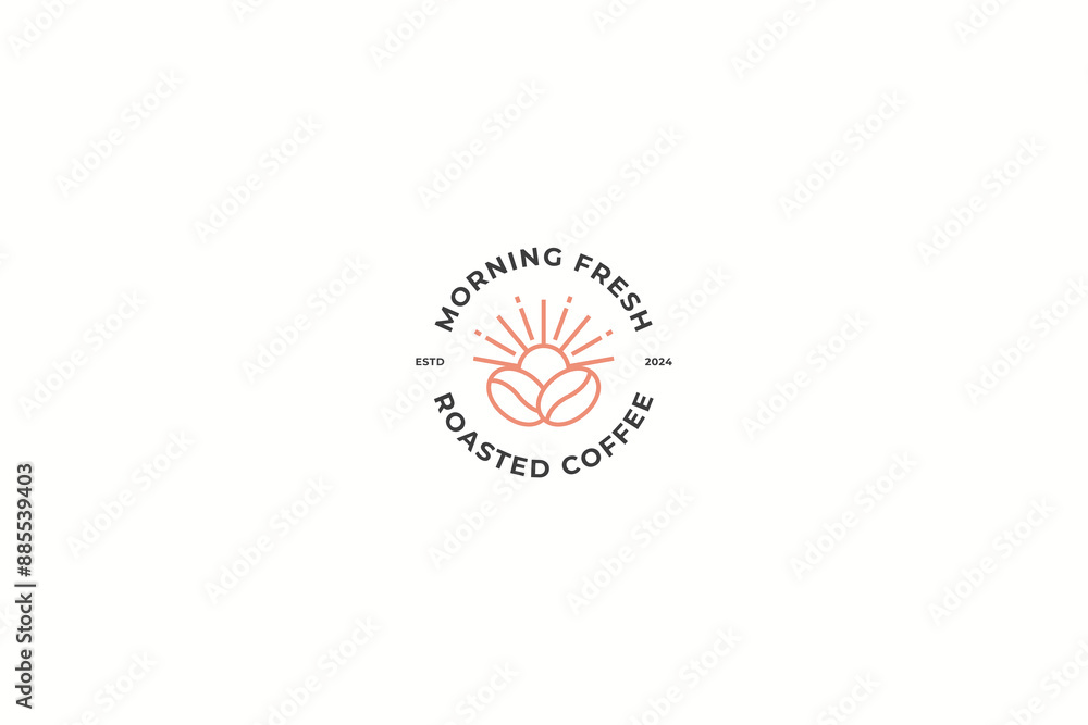 Morning Fresh Roasted Coffee Beans Logo Badge Simple Style Retro Brand Identity Morning Fresh Roasted Coffee Beans Logo Badge Simple Style Retro Brand Identity