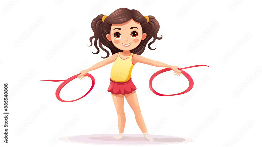Gymnastics with rhythm adorable girl solitary against a white backdrop Gymnastics with rhythm adorable girl solitary against a white backdrop