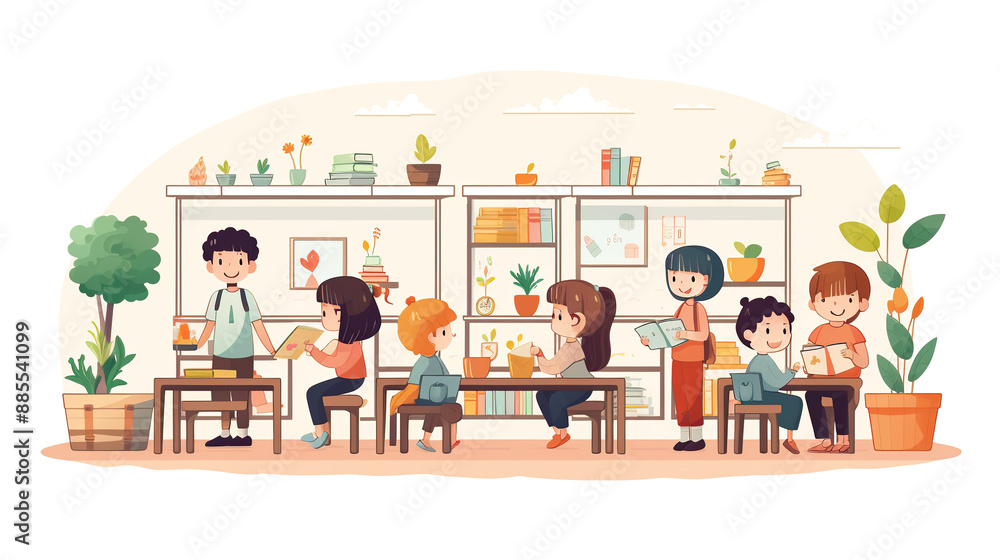 Isolated on a background of pure white are kindergarten students. Isolated on a background of pure white are kindergarten students.