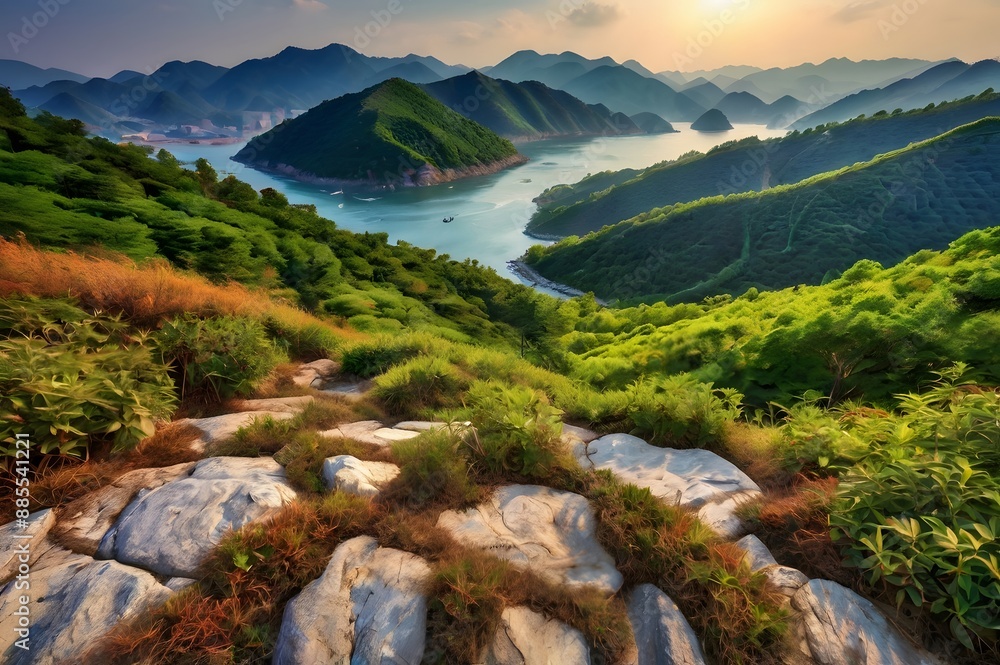 Obraz premium Natural Natural Landscape Of Korea Background Generative using Ai 