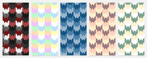 Colorful vertical houndstooth pattern collection set.