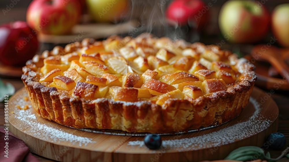Homemade Apple Pie with fresh apples. Thanksgiving traditional dessert, Thanksgiving tart preparation, autumn bakery. Harvest day at the farm. Rustic style. Homemade Apple Pie with fresh apples. Thanksgiving traditional dessert, Thanksgiving tart preparation, autumn bakery. Harvest day at the farm. Rustic style.
