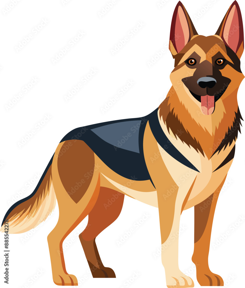 Fototapeta premium German Shepherd Dog vector style, Clipart , Illustration with white background 