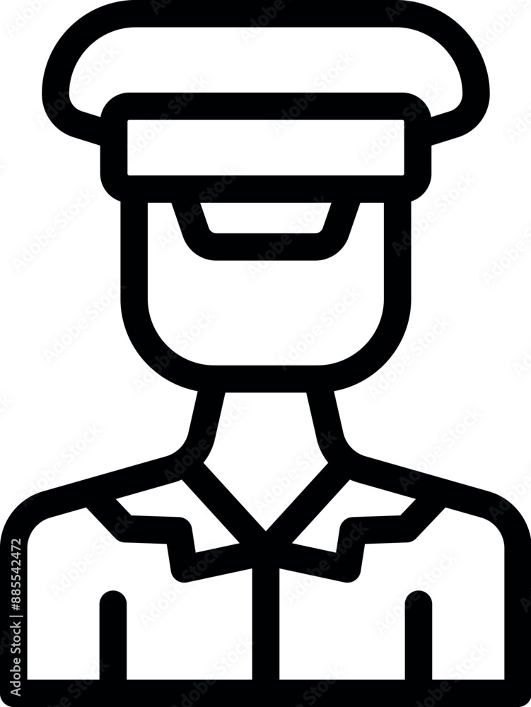 Simple black and white line art illustration of a military officer wearing a kepi Simple black and white line art illustration of a military officer wearing a kepi