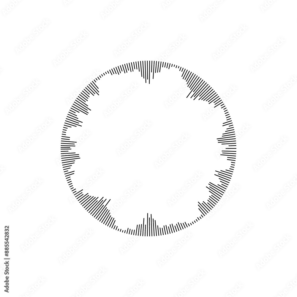 Radial sound wave, vector circle audio impulse signal, music sound equalizer, abstract radio voice volume circular frame Radial sound wave, vector circle audio impulse signal, music sound equalizer, abstract radio voice volume circular frame